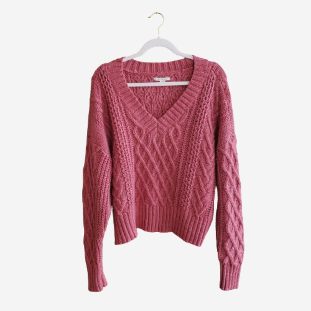 American Eagle Sweater Pink Boxy Knit Size XL